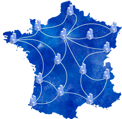 Carte de france avec sites interconnectés